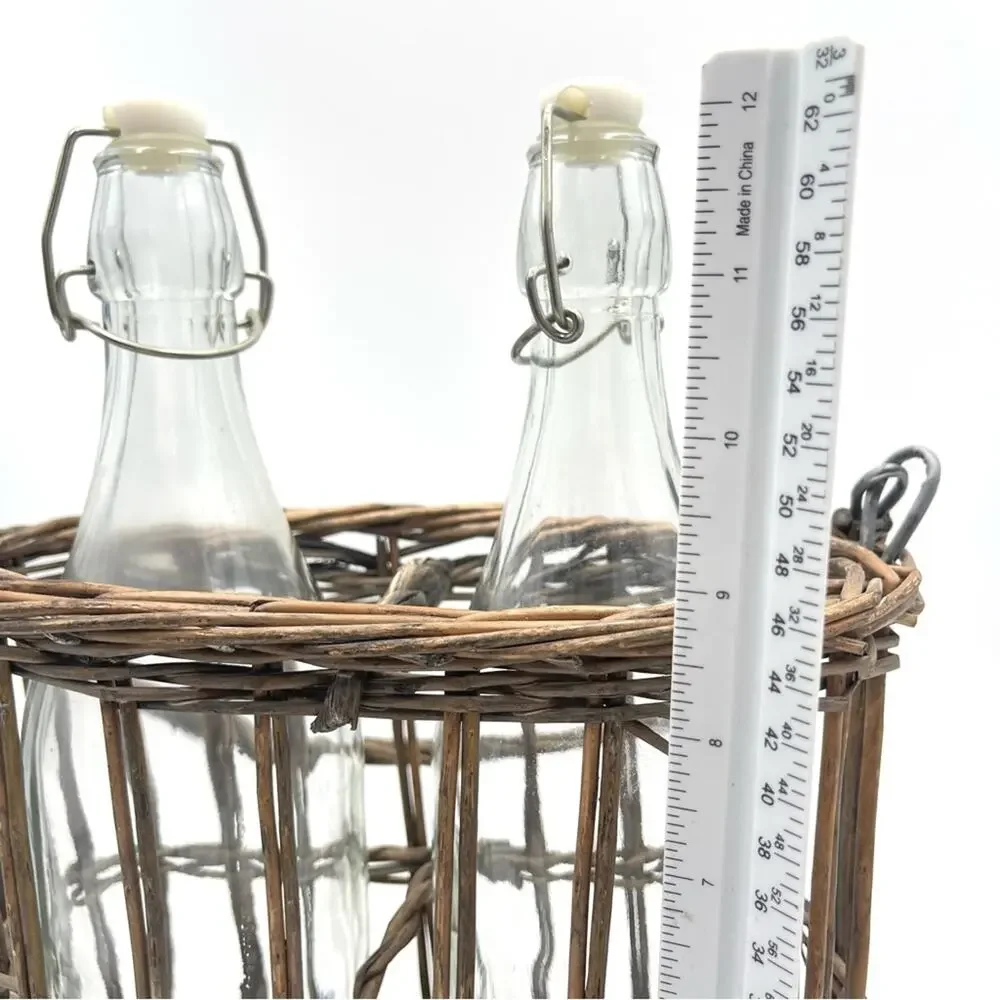 BOHO VINTAGE Two Swing Top Bottles in Wicker Carrier